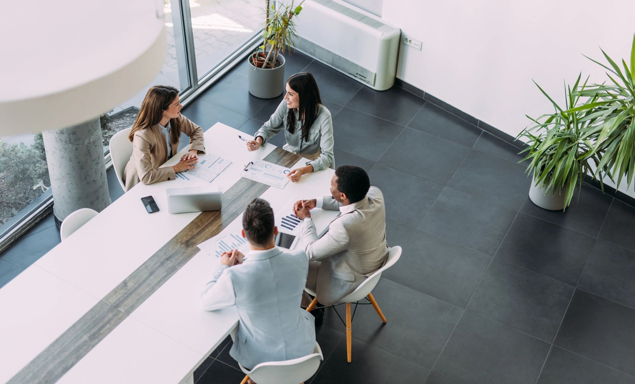 Business professionals collaborating in an office